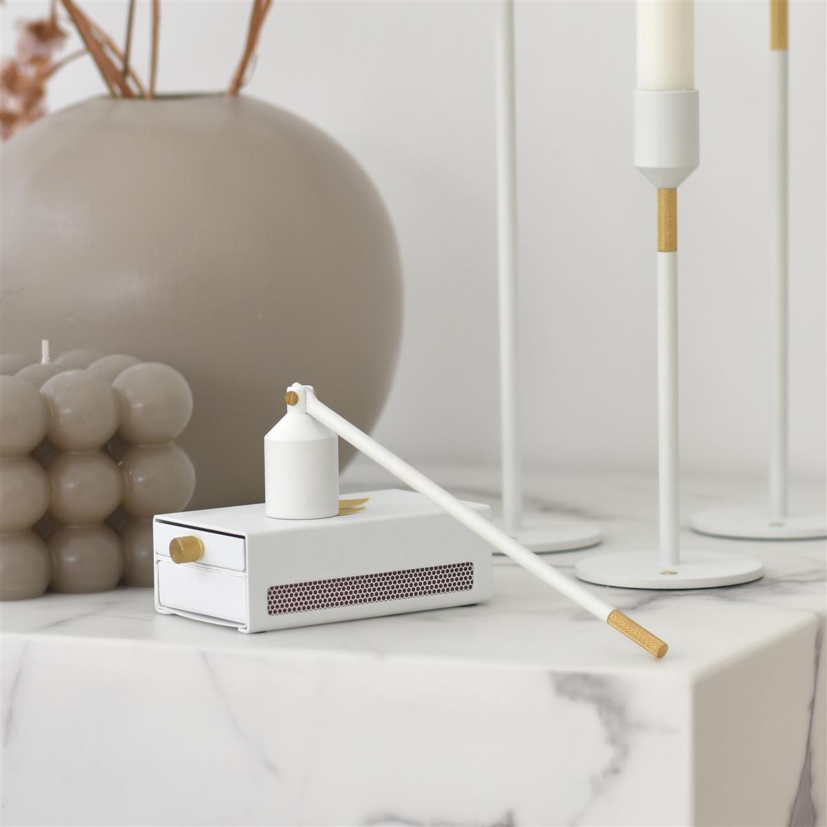 Nordic Flame Kerzenlöscher WHITE weiß gold 20cm - Sir Henrys