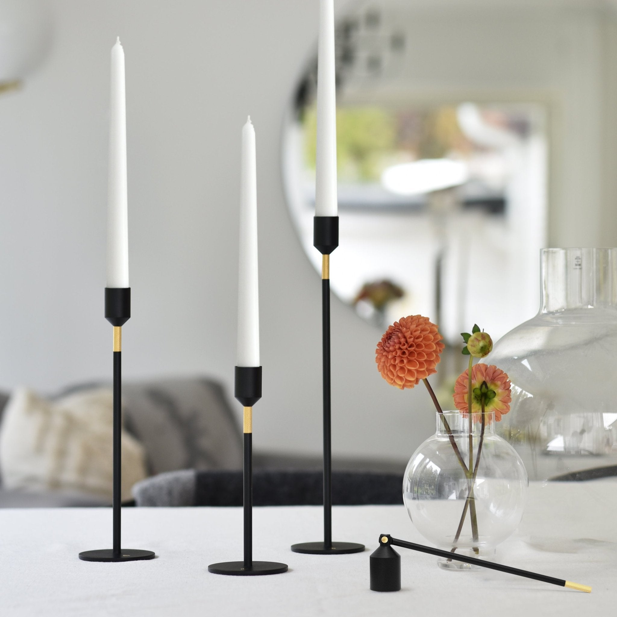 Nordic Flame Kerzenständer BLACK schwarz gold 19cm - Sir Henrys