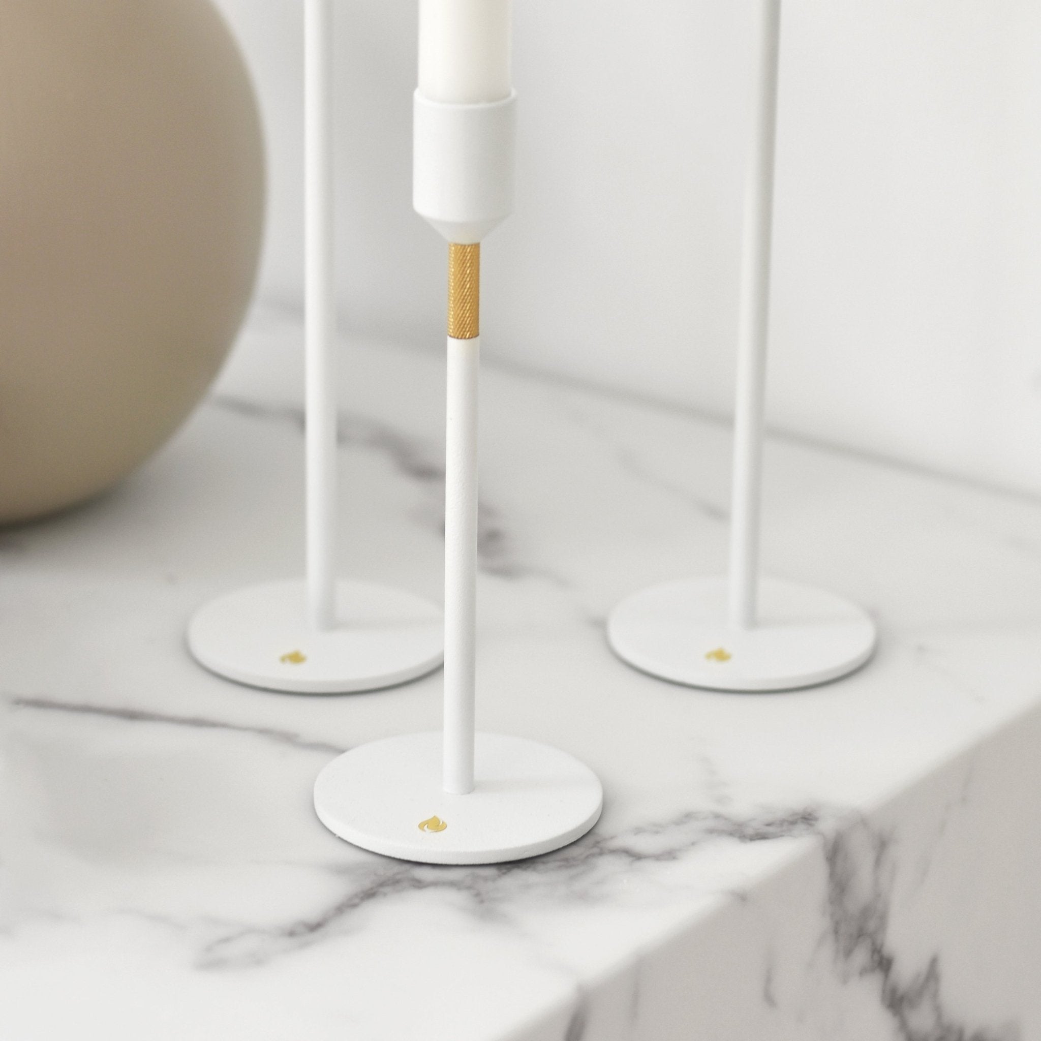 Nordic Flame Kerzenständer WHITE weiß gold 34cm - Sir Henrys