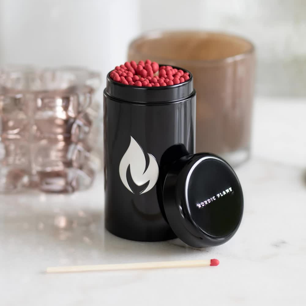 Nordic Flame Streichholz Dose mit 100 Streichhölzern schwarz - Sir Henrys