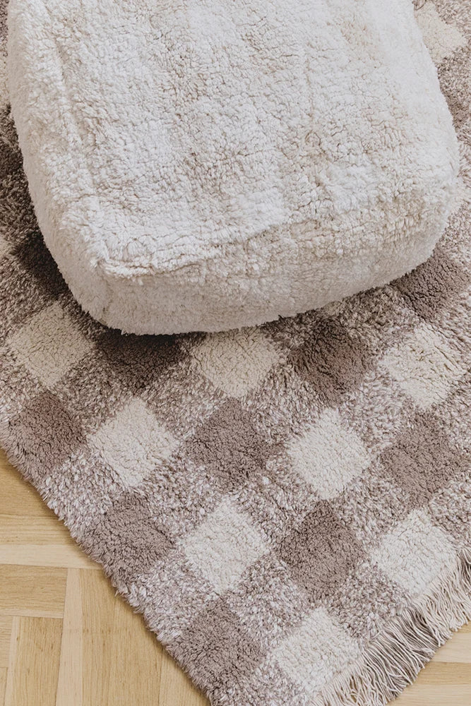 Lorena Canals Waschbarer Teppich Vichy Marron | 180x150cm