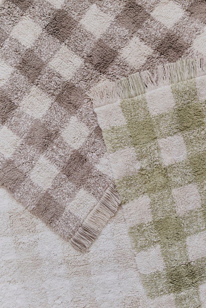 Lorena Canals Waschbarer Teppich Vichy Marron | 180x150cm