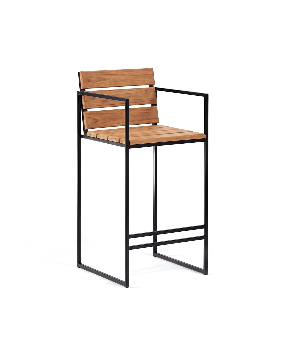 by Crea® Outdoor-Barhocker OTTO Schwarzes Gestell & Teak