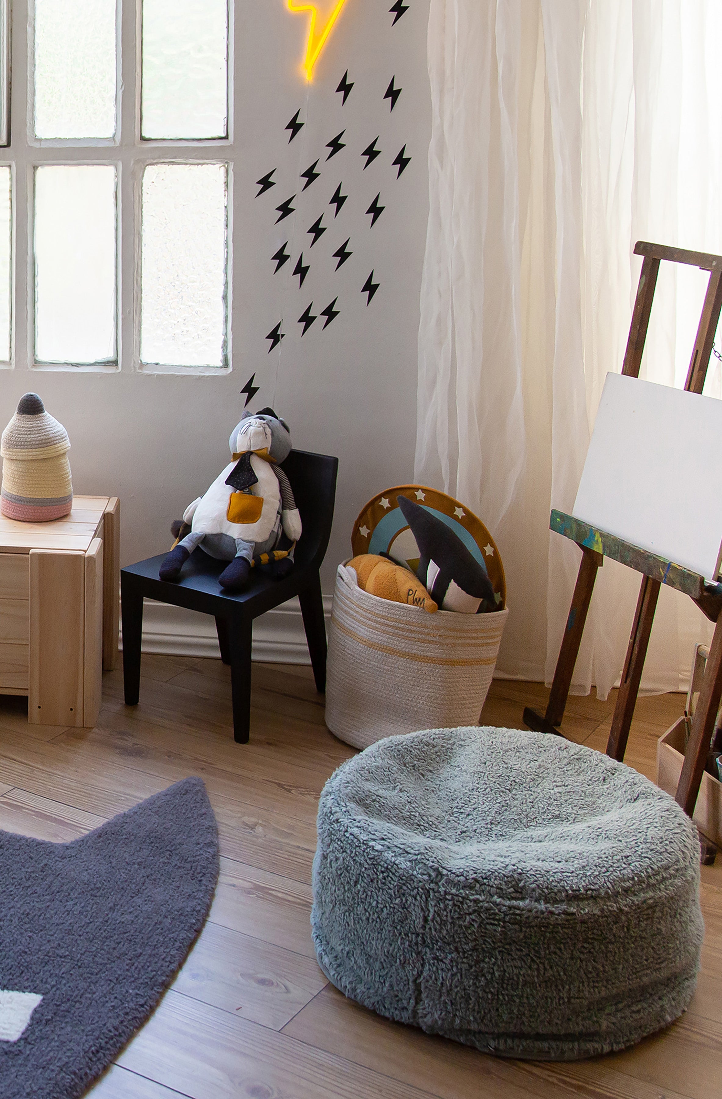 Lorena Canals Pouf CHILL Vintage Blau | 50x50cm