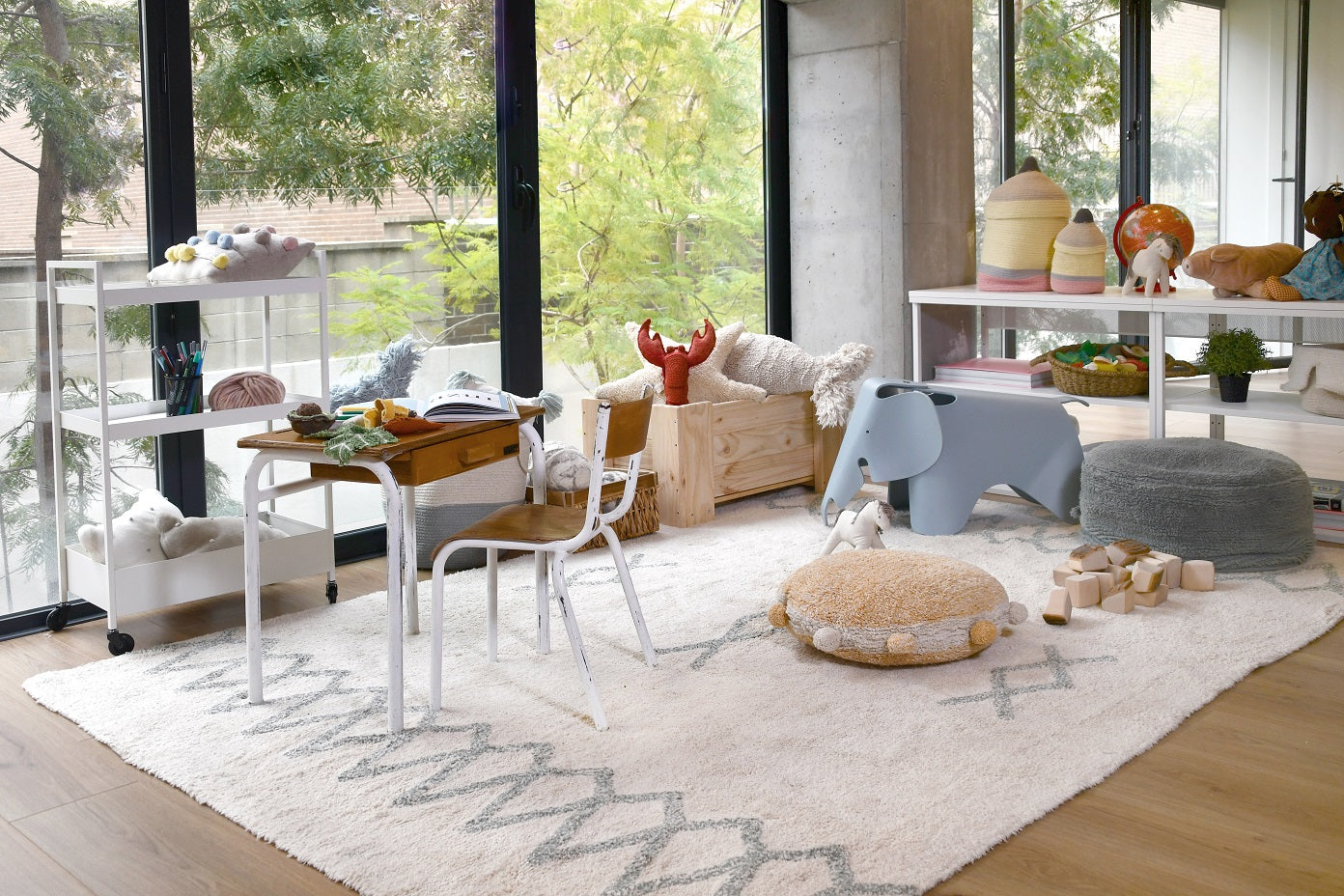 Lorena Canals Pouf CHILL Vintage Blau | 50x50cm