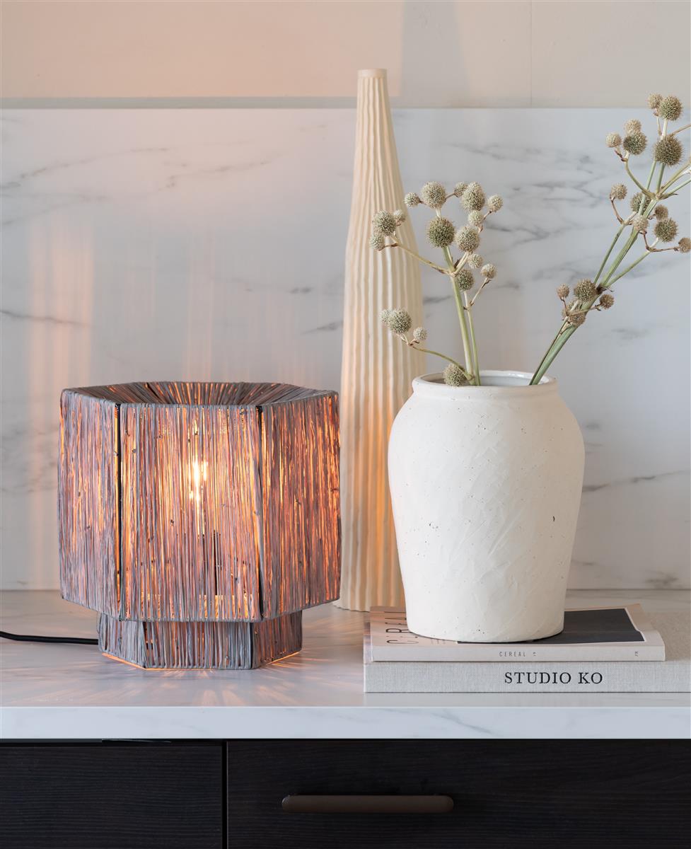 Good&Mojo Tischlampe PANAMA grau | 26x28x26cm
