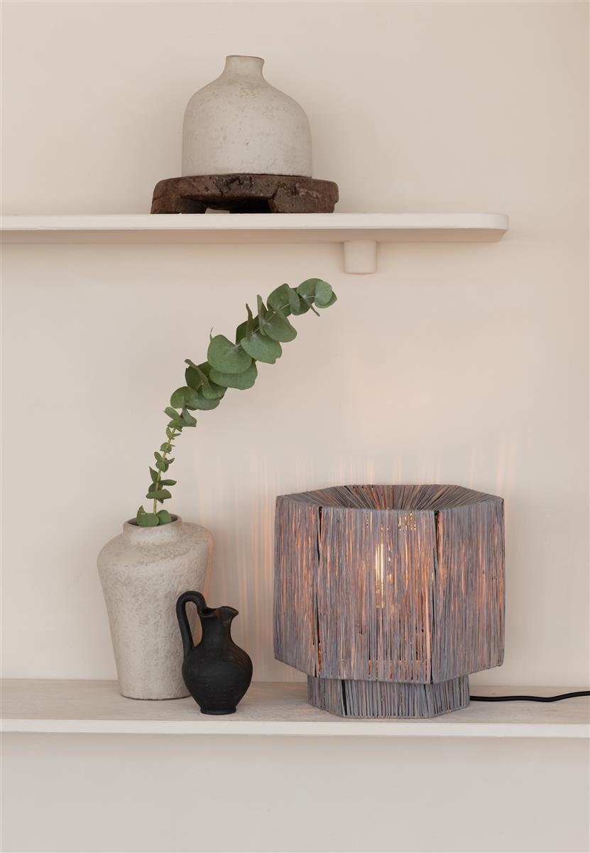 Good&Mojo Tischlampe PANAMA grau | 26x28x26cm