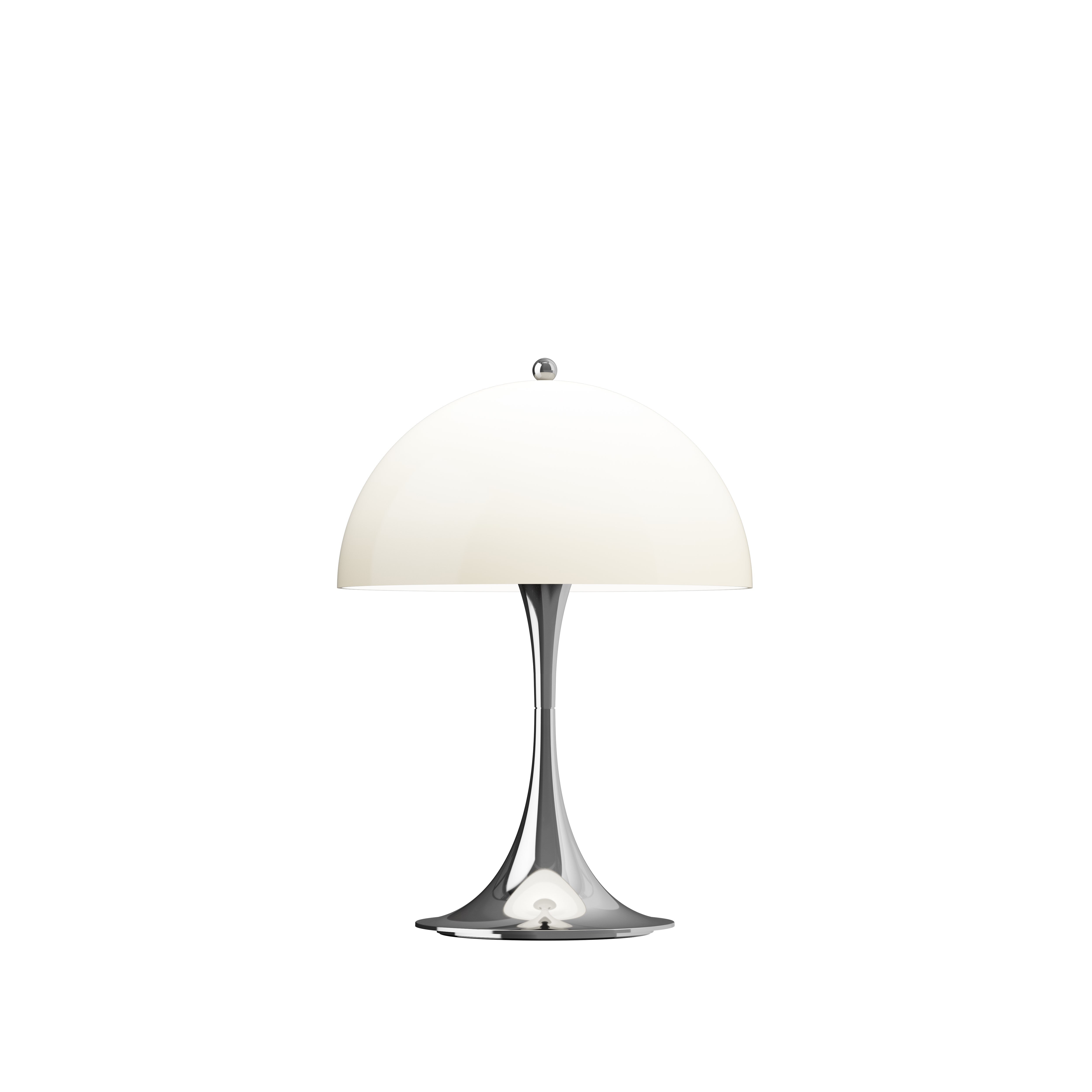 Louis Poulsen Tischleuchte PANTHELLA 250 CHROME OPAL BEIGE portable | Ø25x34,6cm