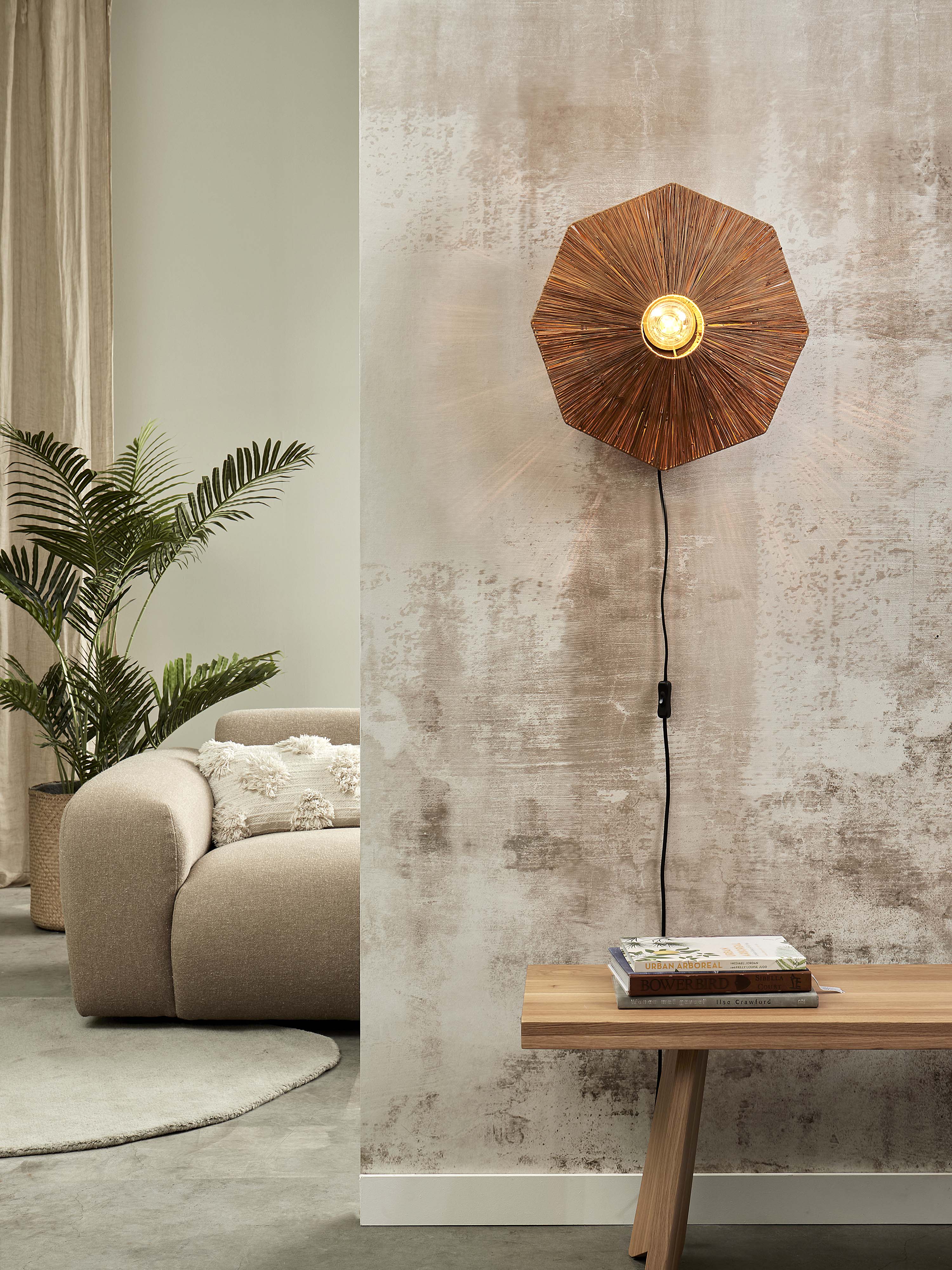 Good&Mojo Wandleuchte PANAMA braun | 45x7x45cm