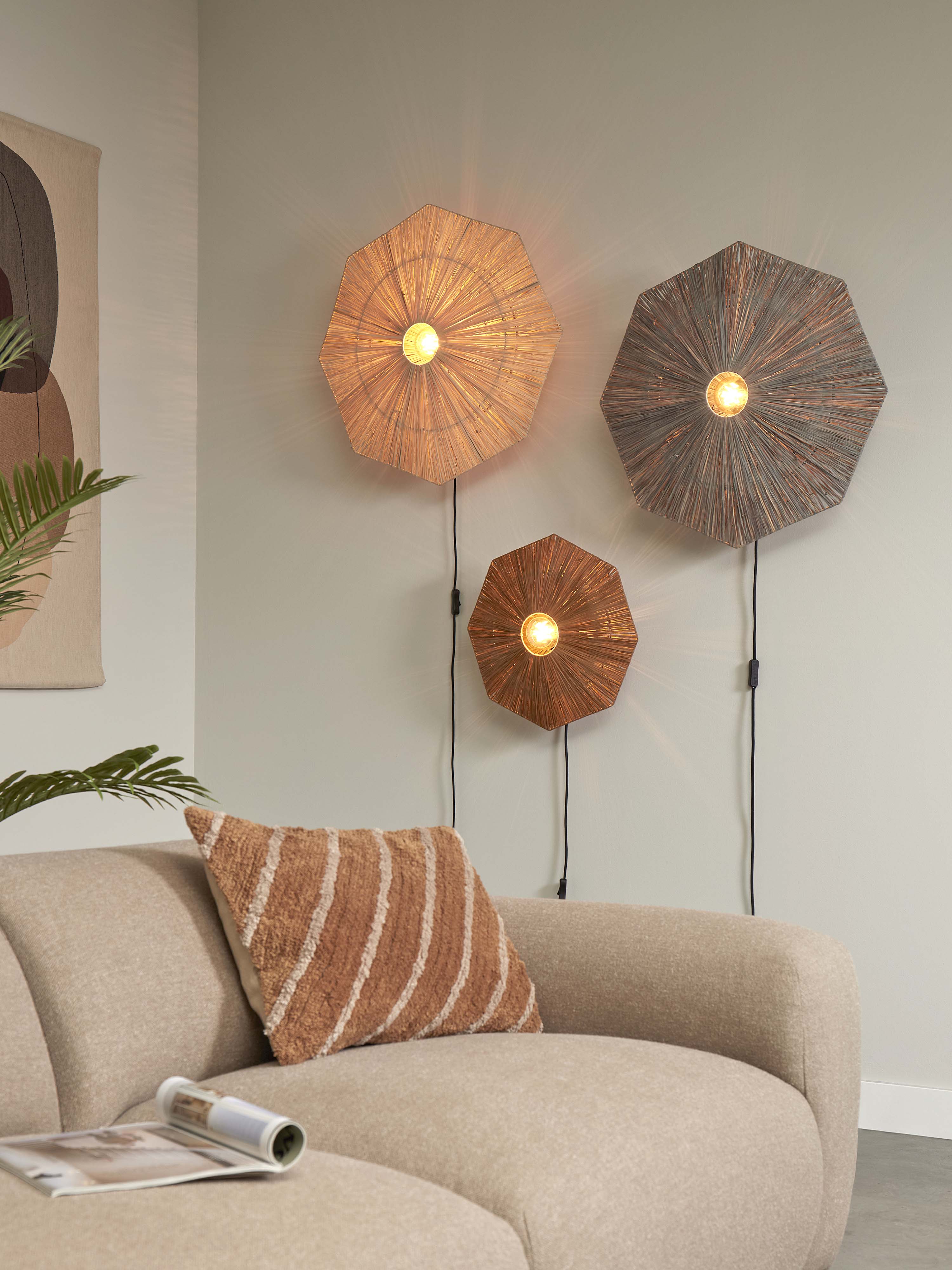 Good&Mojo Wandleuchte PANAMA grau | 65x7x65cm