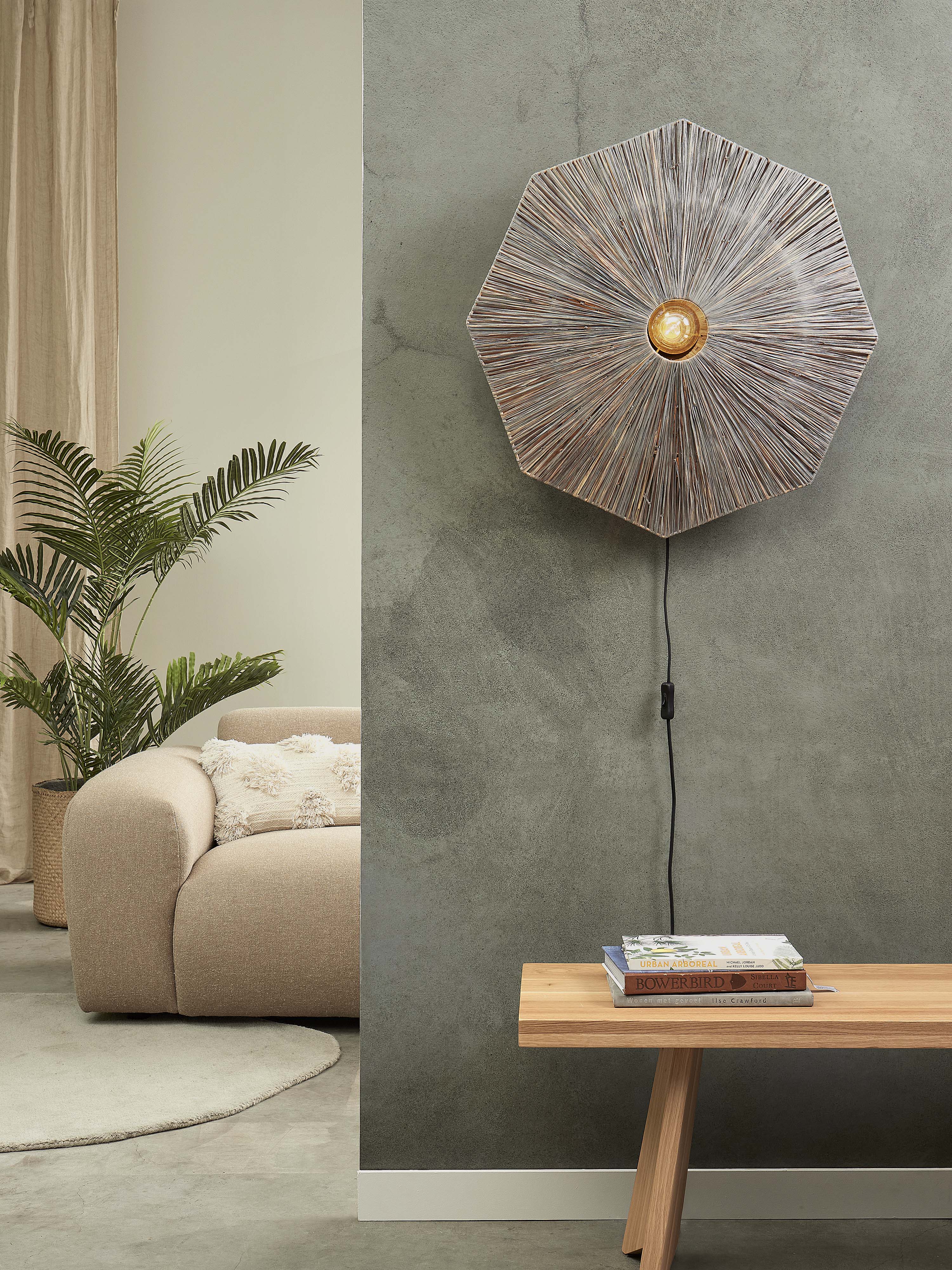 Good&Mojo Wandleuchte PANAMA grau | 65x7x65cm