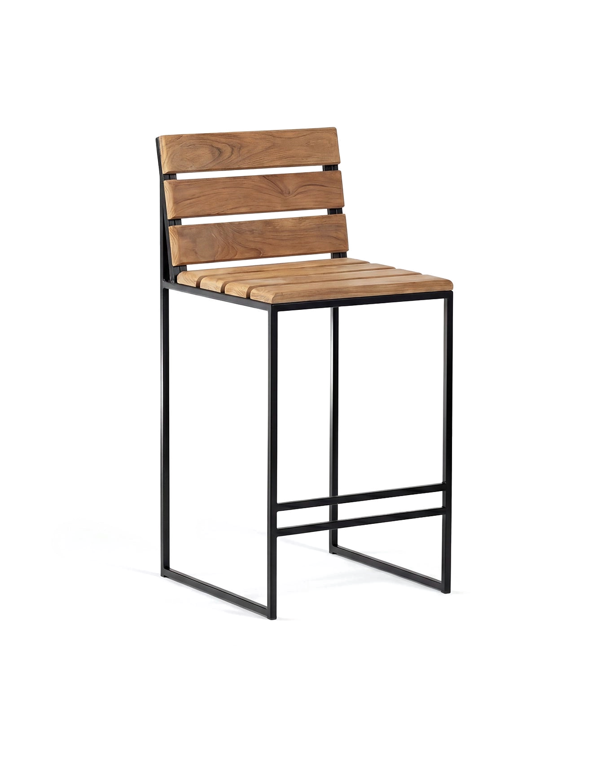 by Crea® Outdoor-Barhocker PER Schwarzes Gestell & Teak