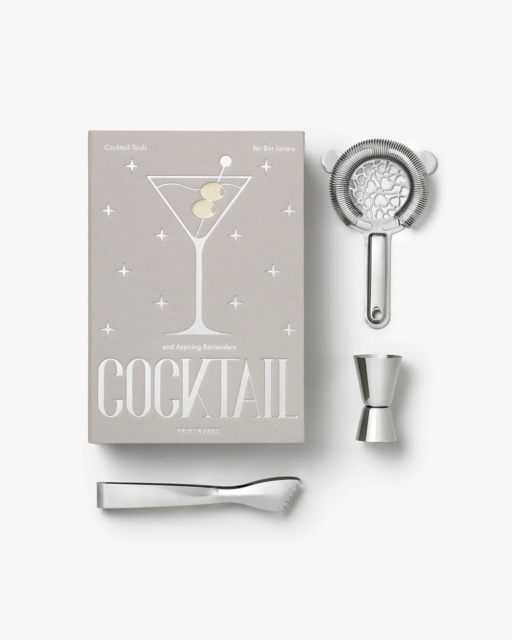 PRINTWORKS Küchenutensilien THE ESSENTIALS - COCKTAIL TOOLS hellgrau | 25,4x17,7x4cm