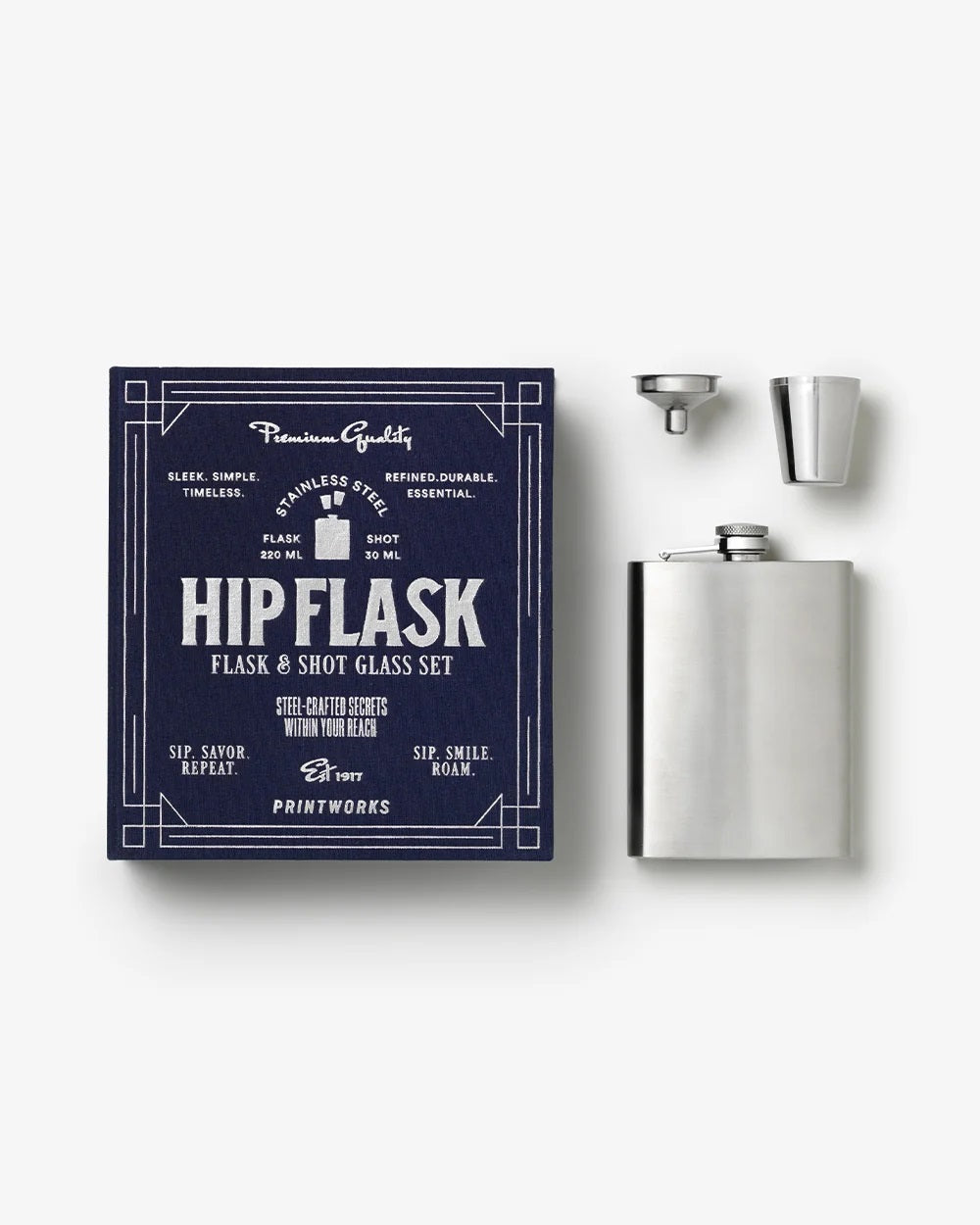 PRINTWORKS Küchenutensilien THE ESSENTIALS - HIP FLAK dunkelblau | 19,6x17,8x5,5cm