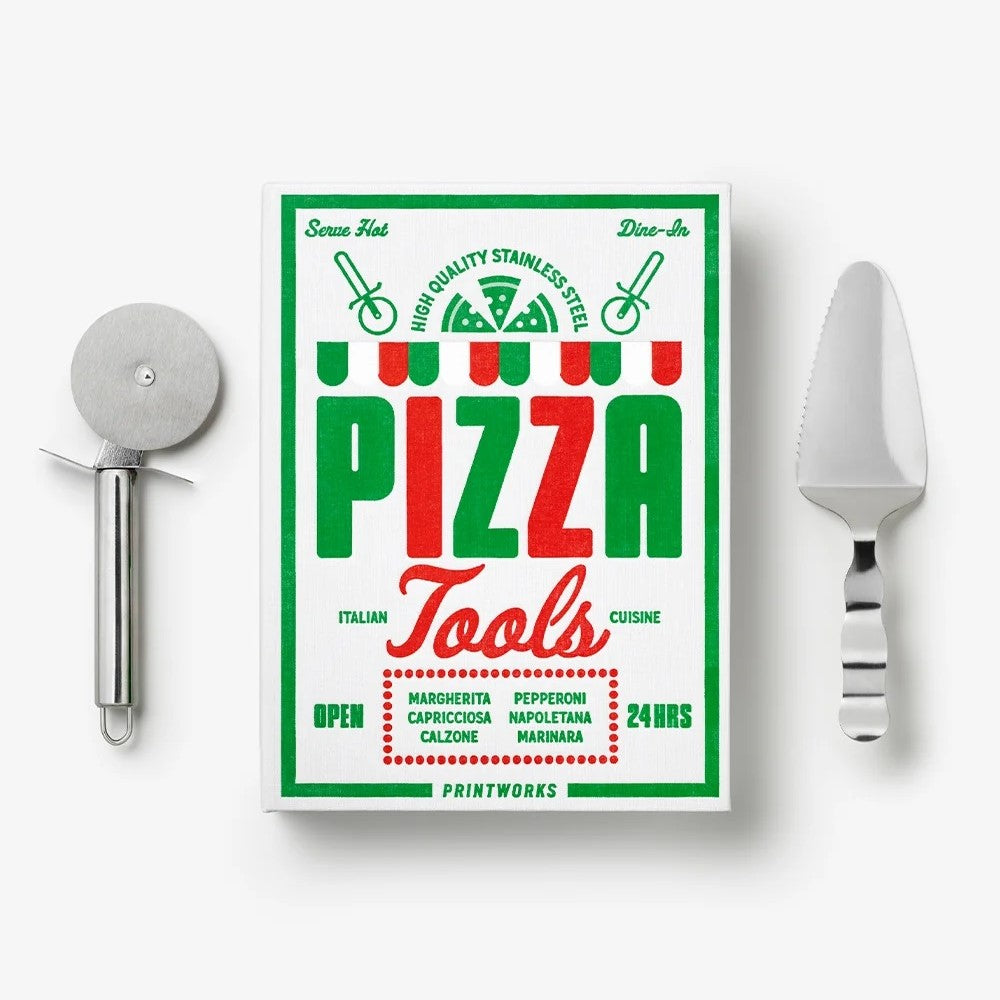 PRINTWORKS Küchenutensiliem THE ESSENTIALS - PIZZA TOOLS weiß | 26,5x19,7x4,7cm