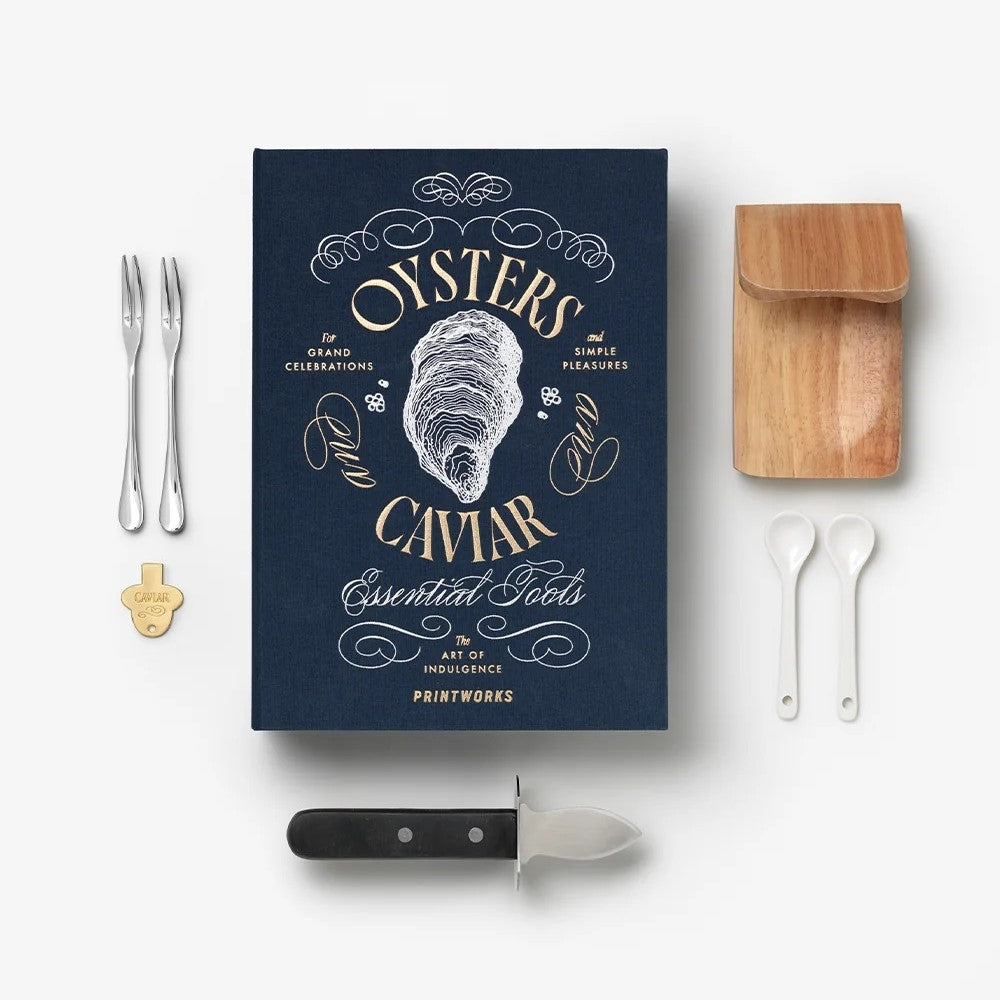PRINTWORKS Küchenutensilien THE ESSENTIALS - OYSTER & CAVIAR TOOLS dunkelblau | 26,7x19x6,7cm