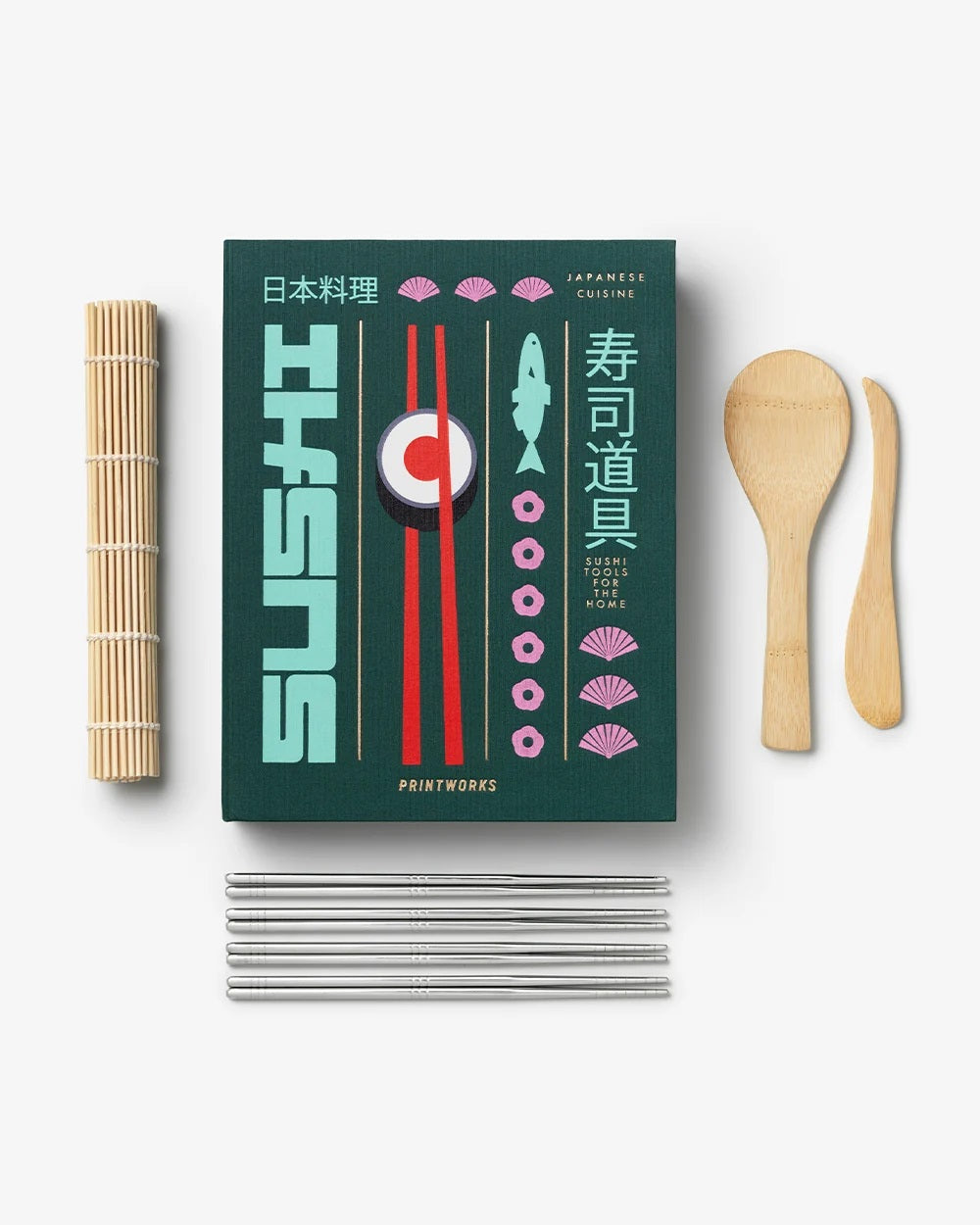 PRINTWORKS Küchenutensilien THE ESSENTIALS - SUSHI TOOLS grün | 22,5x28,6x3,5cm