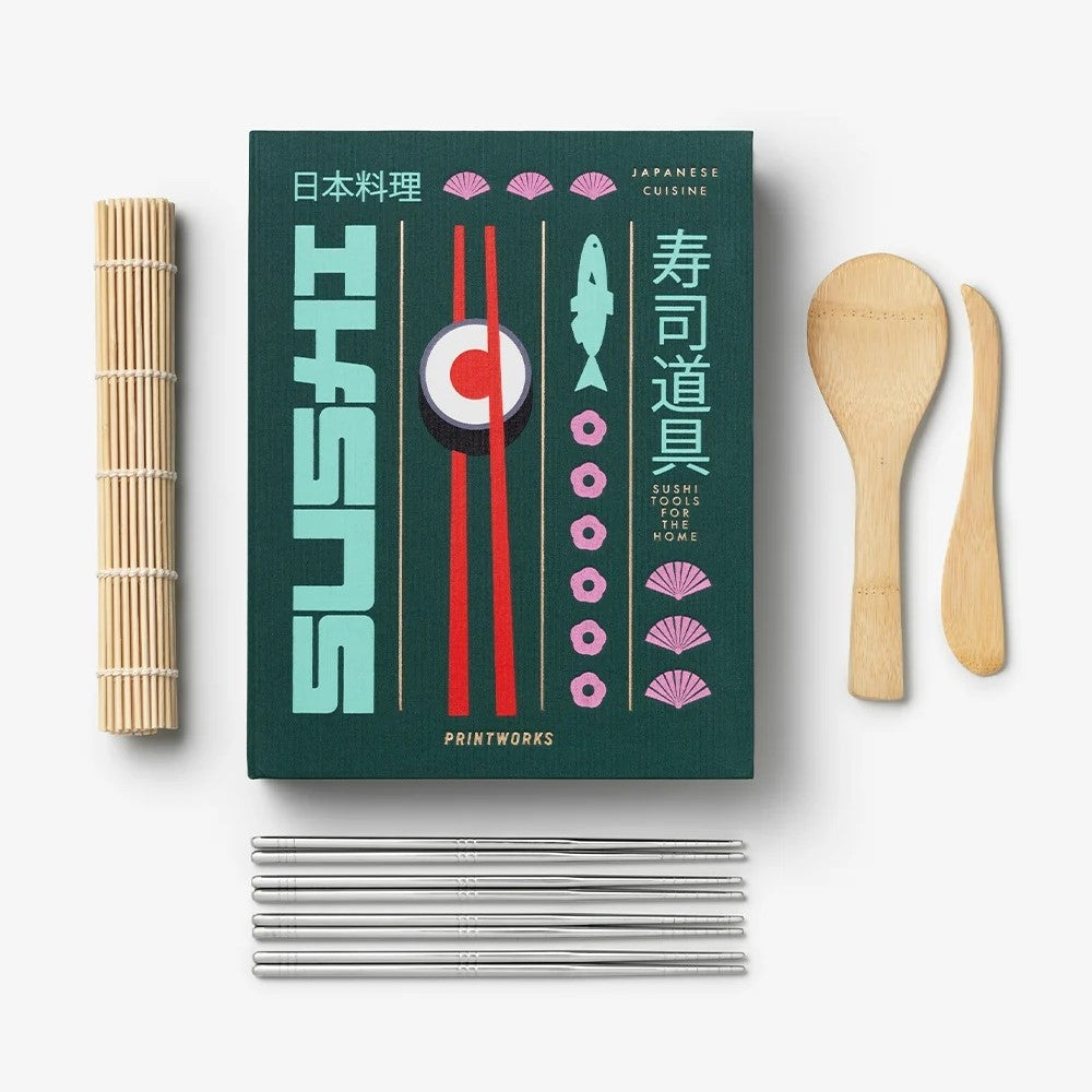PRINTWORKS Küchenutensilien THE ESSENTIALS - SUSHI TOOLS grün | 22,5x28,6x3,5cm