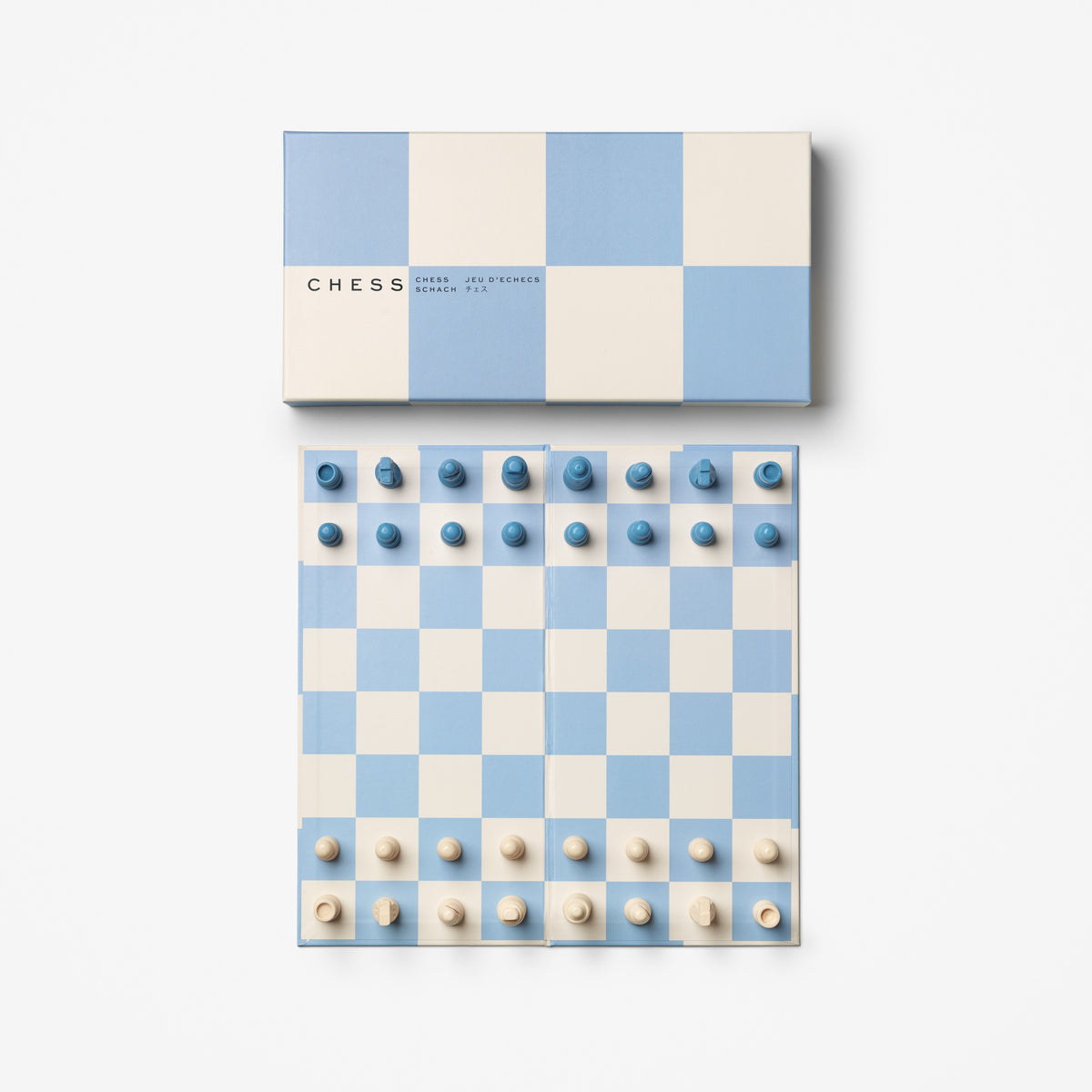 PRINTWORKS Brettspiel PLAY - CHESS hellblau | 35x18x4,2cm