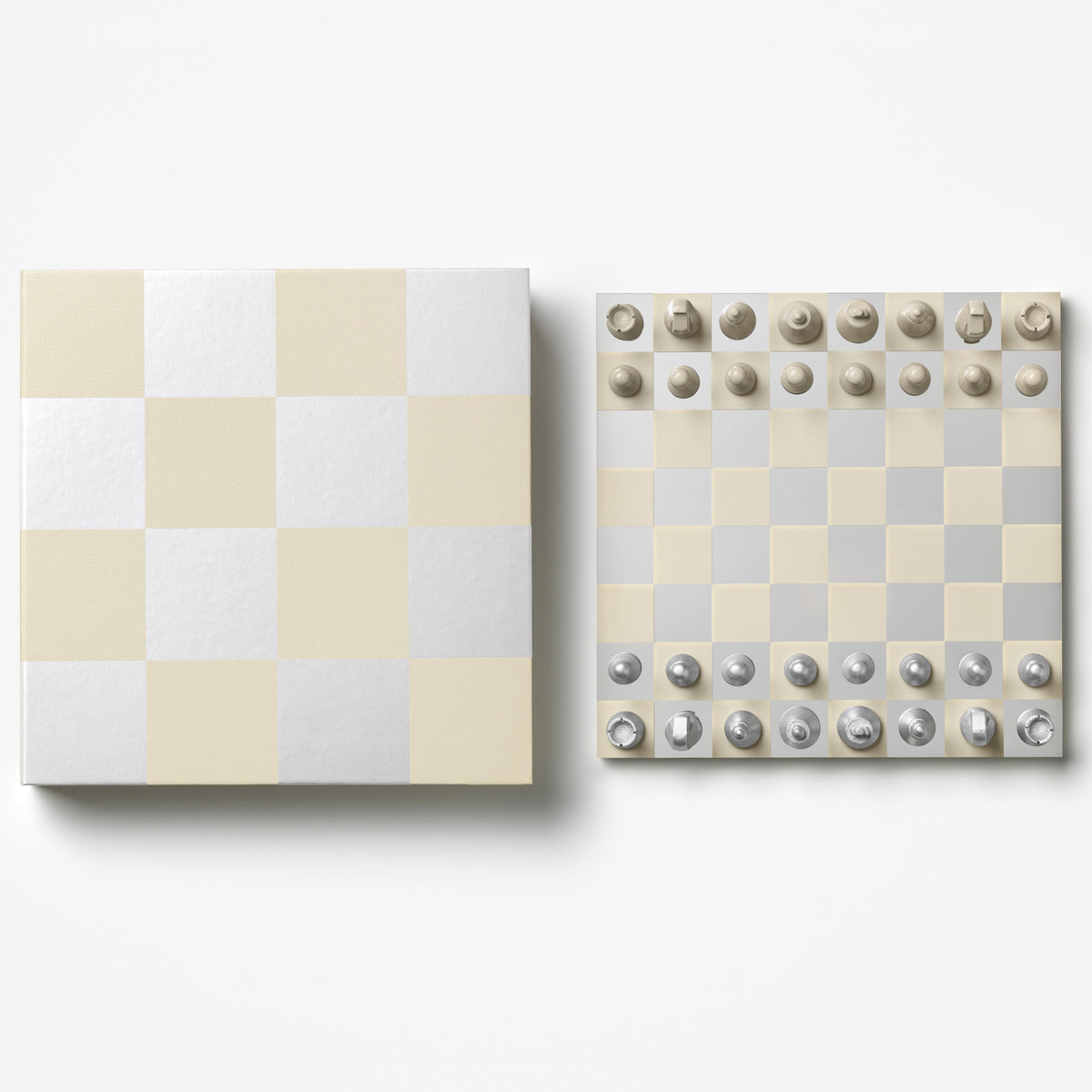 PRINTWORKS Brettspiel CLASSIC - ART OF CHESS beige silber | 28x28x4,5cm