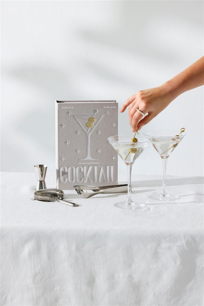 PRINTWORKS Küchenutensilien THE ESSENTIALS - COCKTAIL TOOLS hellgrau | 25,4x17,7x4cm
