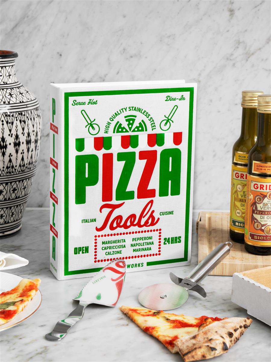 PRINTWORKS Küchenutensiliem THE ESSENTIALS - PIZZA TOOLS weiß | 26,5x19,7x4,7cm