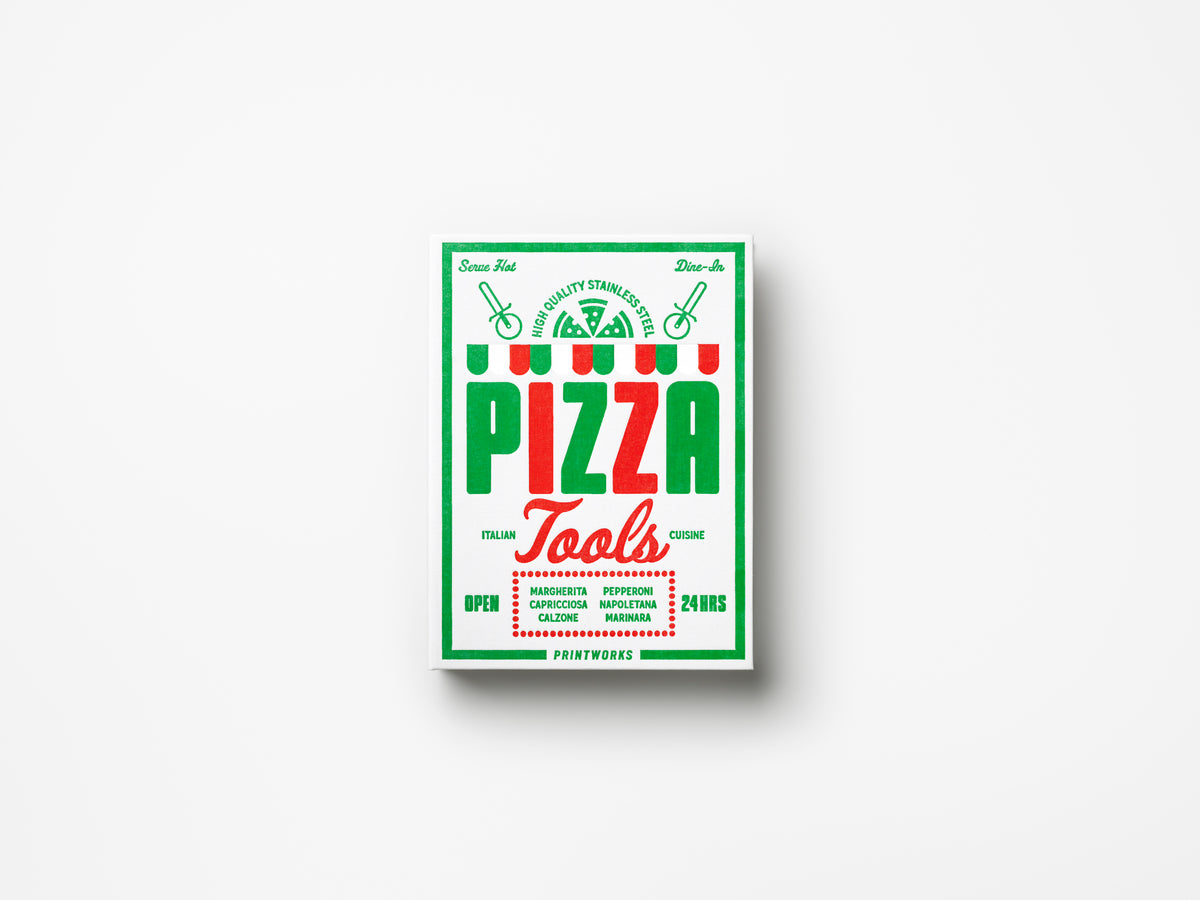PRINTWORKS Küchenutensiliem THE ESSENTIALS - PIZZA TOOLS weiß | 26,5x19,7x4,7cm
