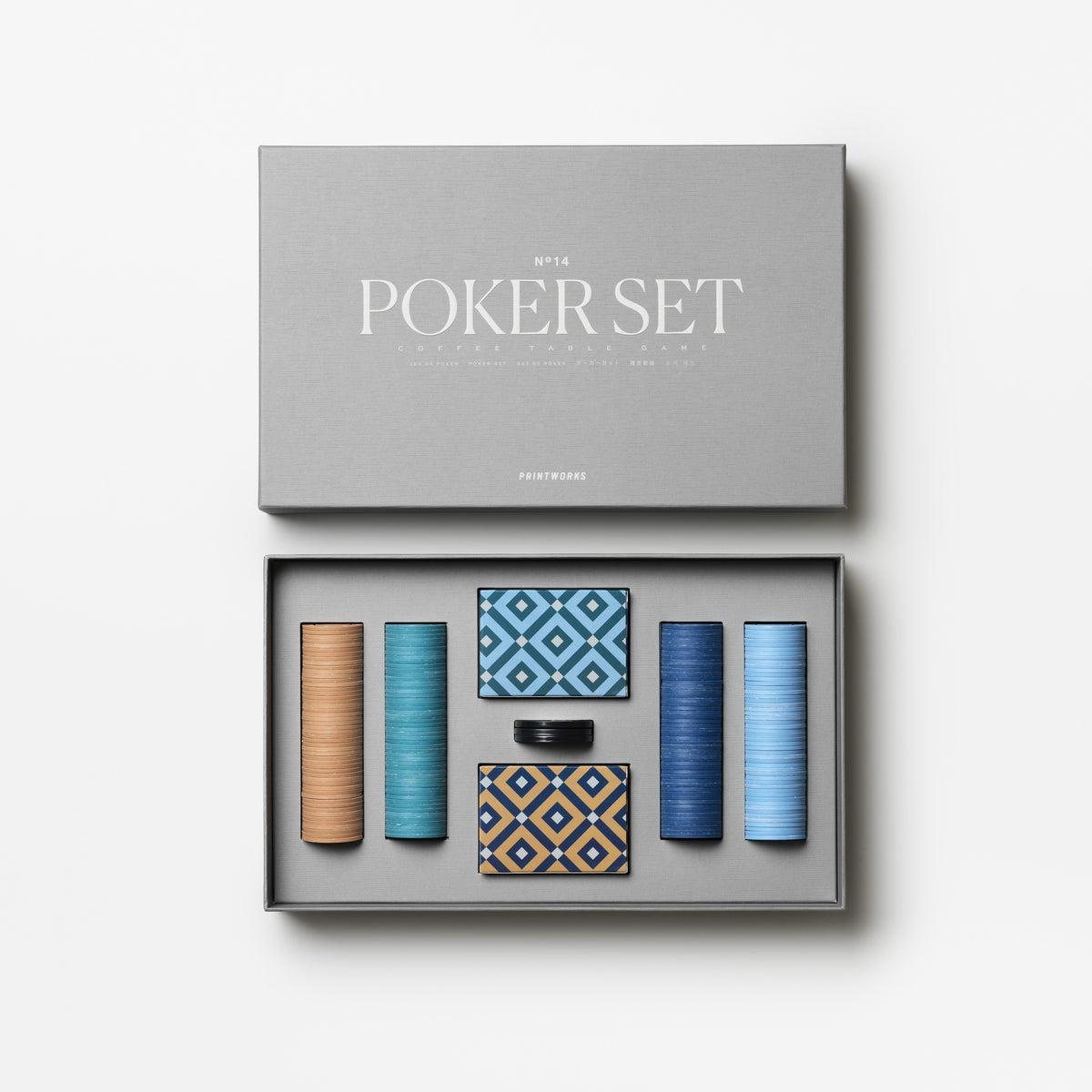 PRINTWORKS Kartenspiel CLASSIC - POKER SET hellgrau | 36x22,5x6cm