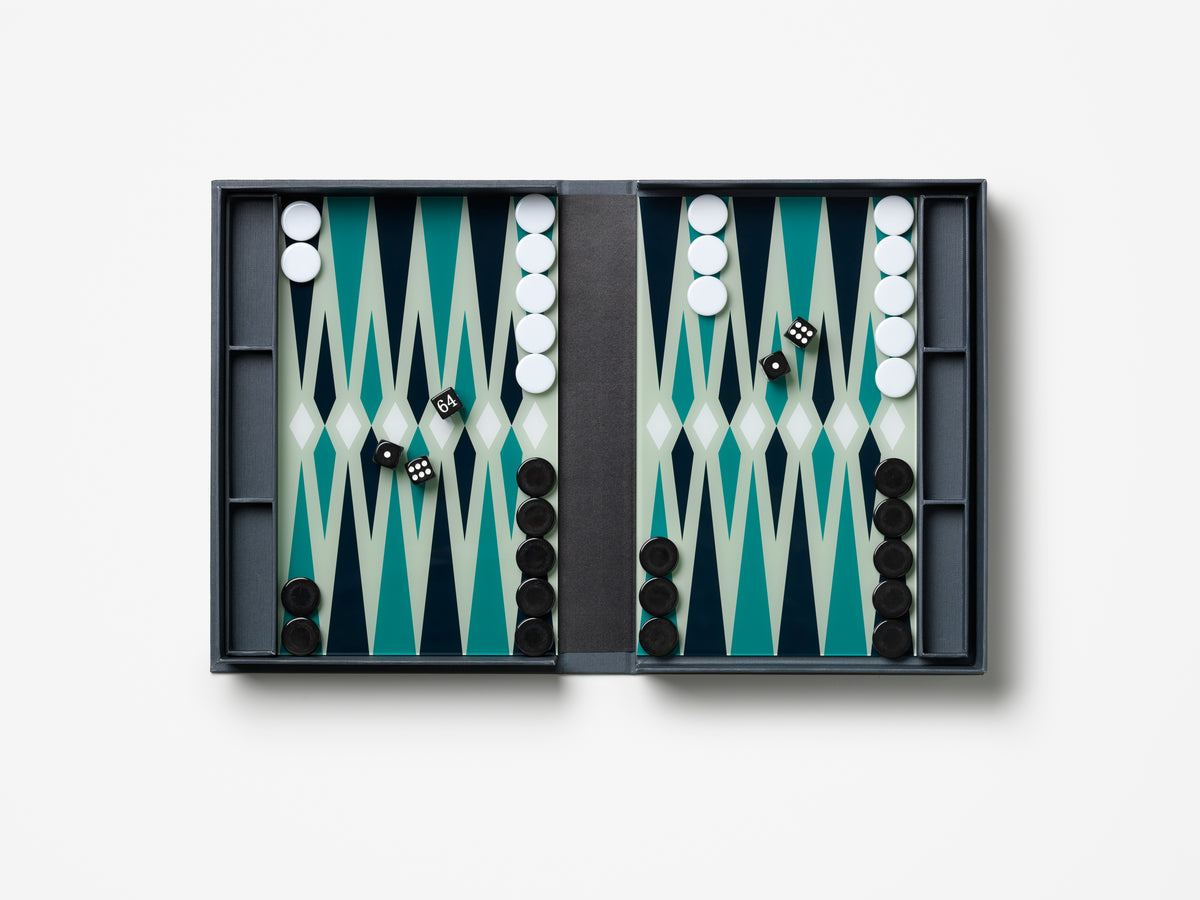 PRINTWORKS Brettspiel CLASSIC - BACKGAMMON grau | 30,8x21,8x4,5cm