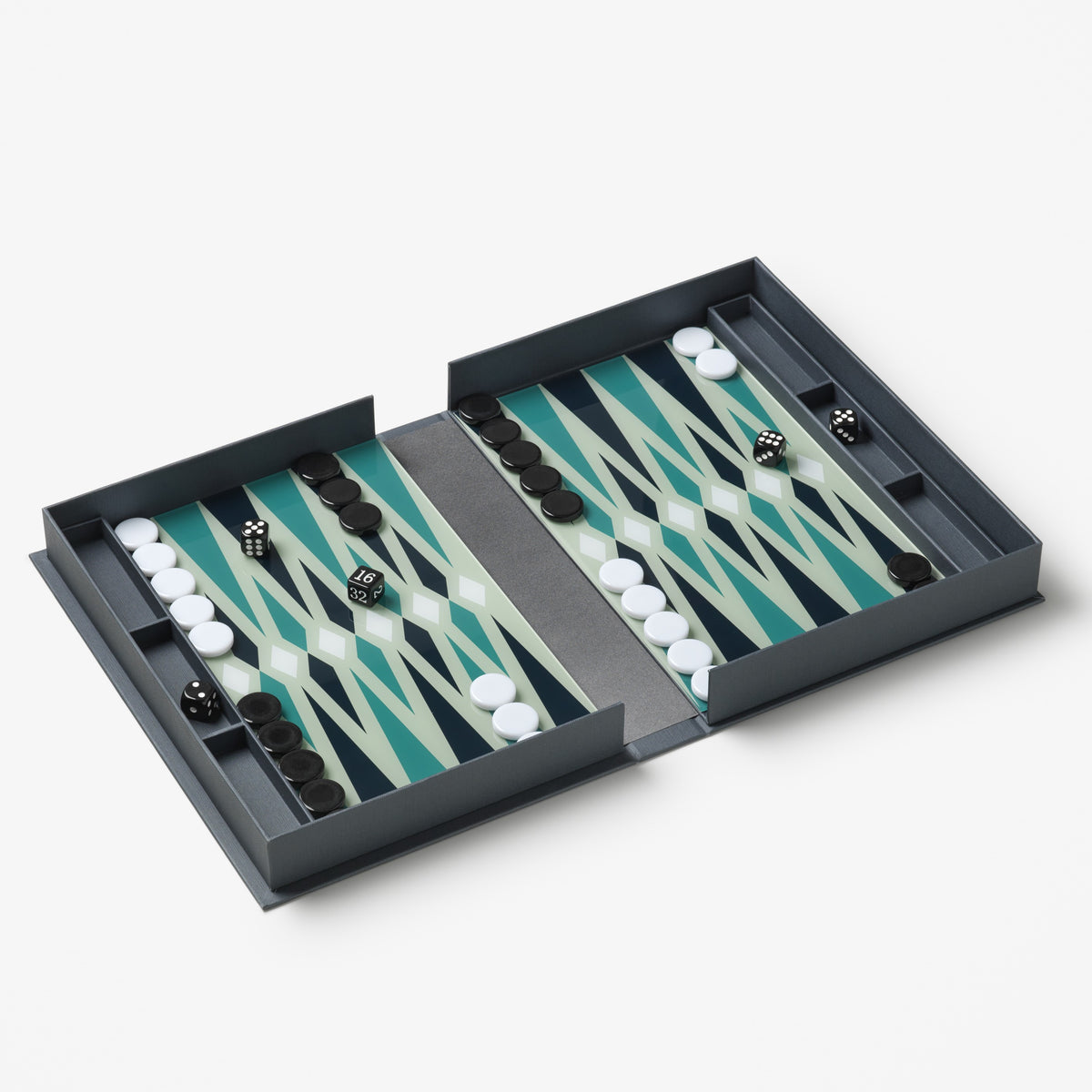 PRINTWORKS Brettspiel CLASSIC - BACKGAMMON grau | 30,8x21,8x4,5cm