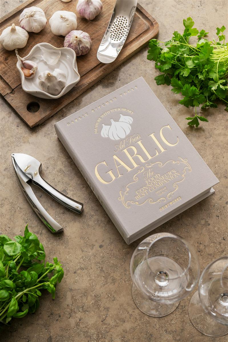 PRINTWORKS Küchenutensilien THE ESSENTIALS - GARLIC TOOLS hellgrau | 23,4x17,8x5cm