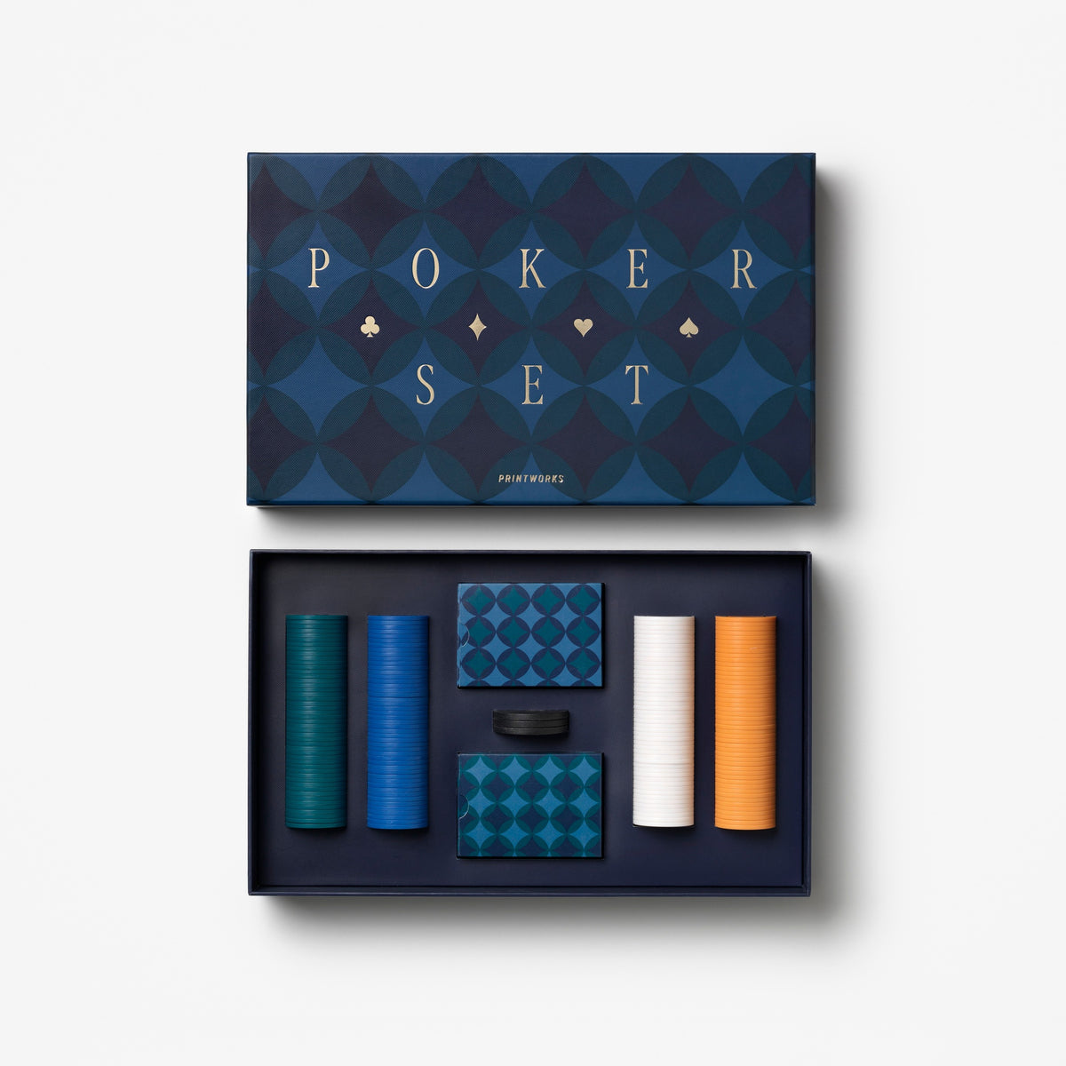PRINTWORKS Kartenspiel CLASSIC - ART OF POKER blau | 22,5x6x36cm