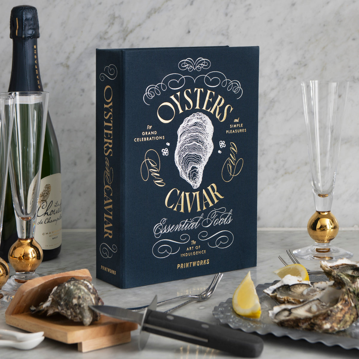 PRINTWORKS Küchenutensilien THE ESSENTIALS - OYSTER & CAVIAR TOOLS dunkelblau | 26,7x19x6,7cm