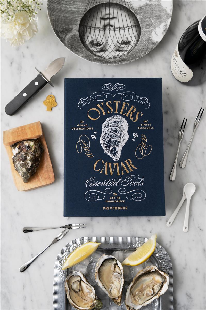 PRINTWORKS Küchenutensilien THE ESSENTIALS - OYSTER & CAVIAR TOOLS dunkelblau | 26,7x19x6,7cm