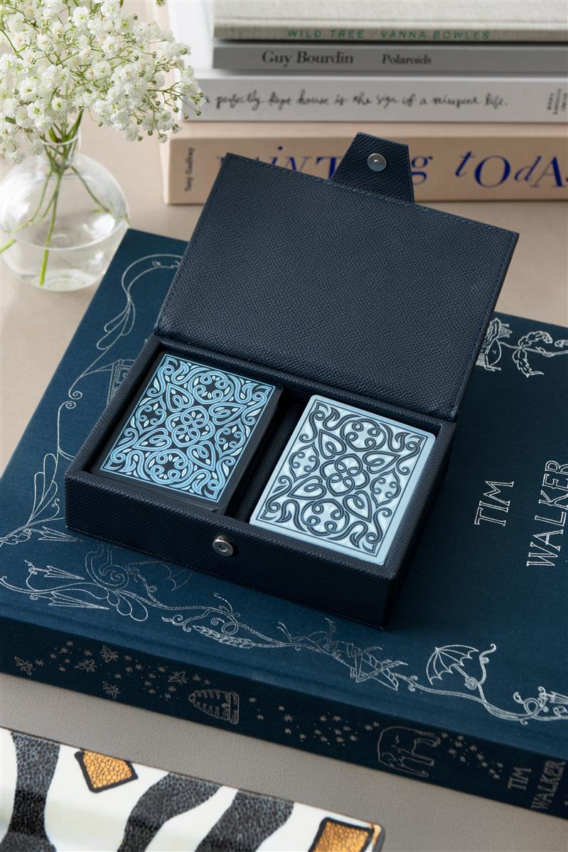 PRINTWORKS Kartenspiel PLAYING CARDS - REVERRA blau | 15,5x10,5x4,5cm