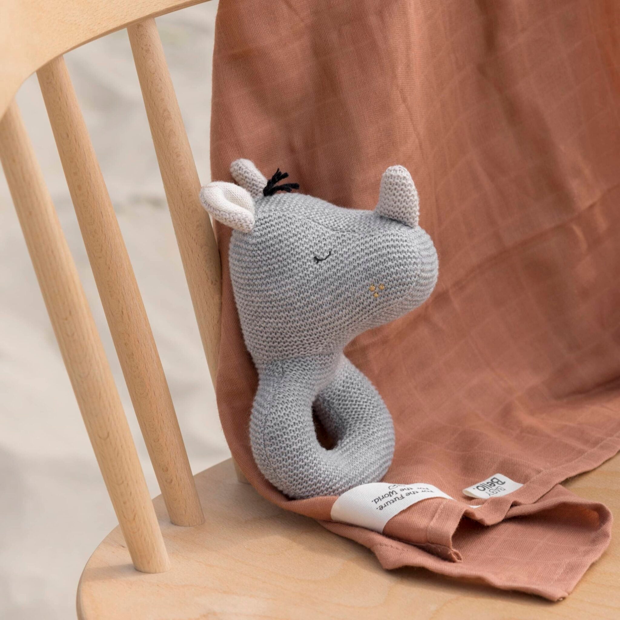 Baby Bello Rassel RUBY THE RINO grau | 9x14cm