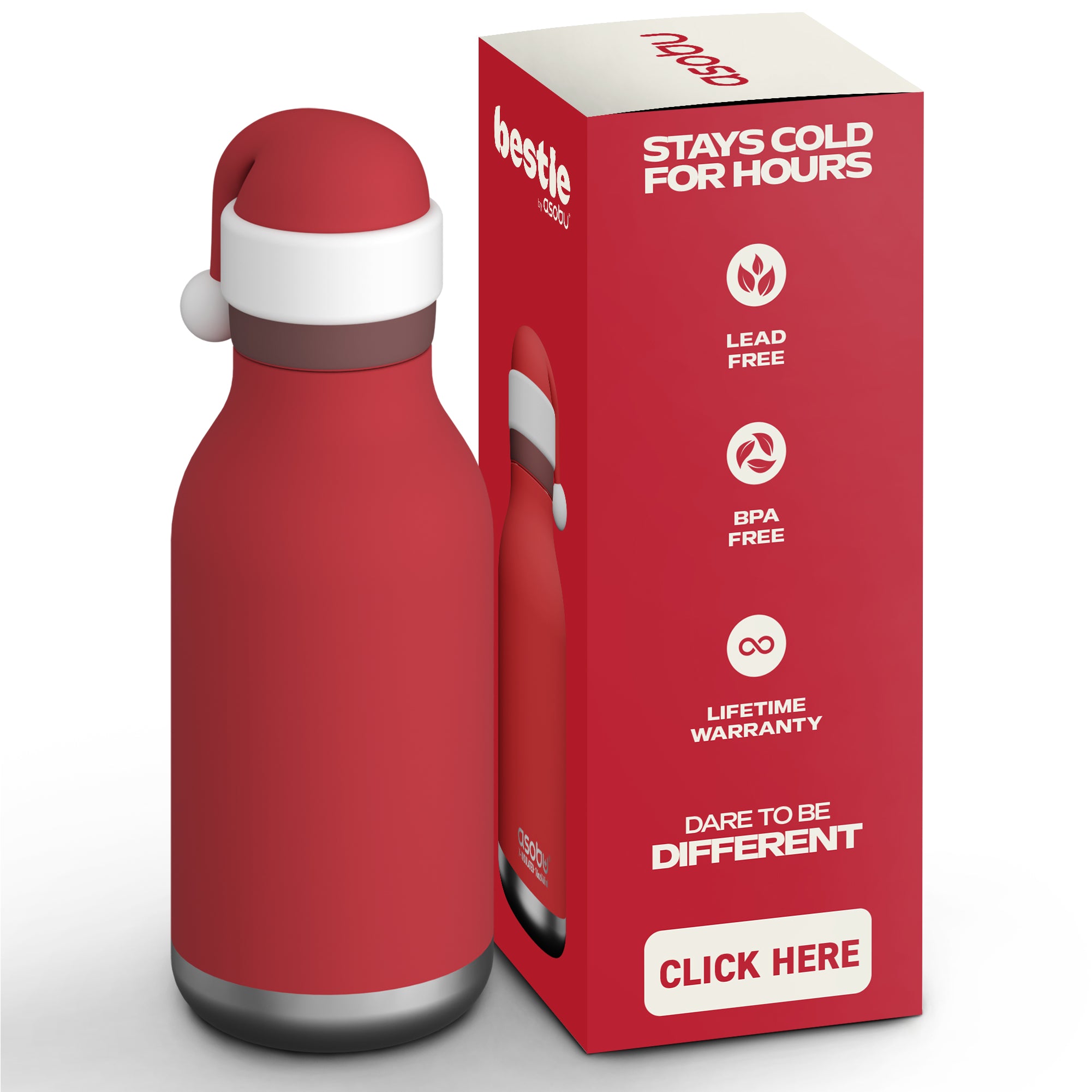 Asobu® Kindertrinkflasche BESTIE mit Strohhalm 460ml - SANTA