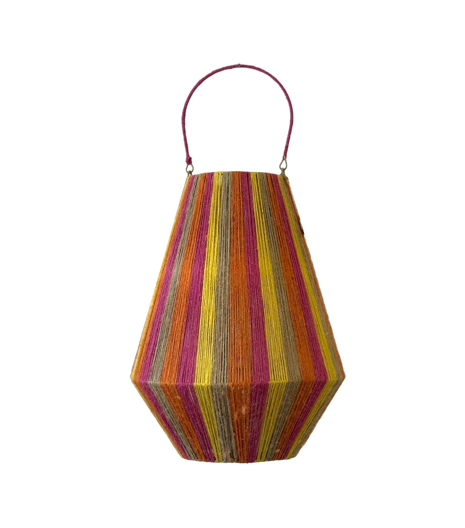 Van der Leeden Laterne STRIPED Jute Natur/Gelb/Orange/Fuchsia L | Ø 20cm H50cm