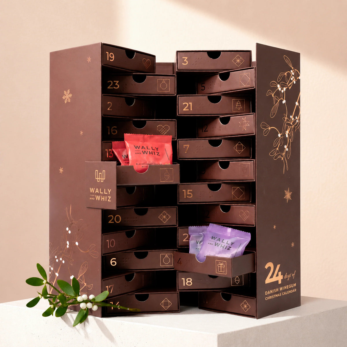 Wally and Whiz Advendskalender 50 Beutelchen köstliches Fruchtgummi 550g