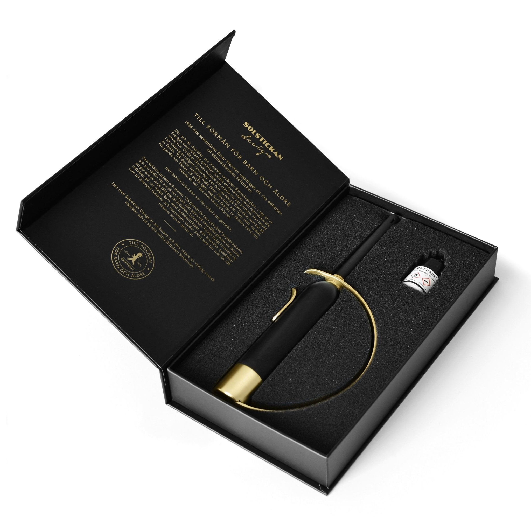 Solstickan Tischfeuerzeug ELDKLINGA schwarz gold | 9,5x24cm - Sir Henrys