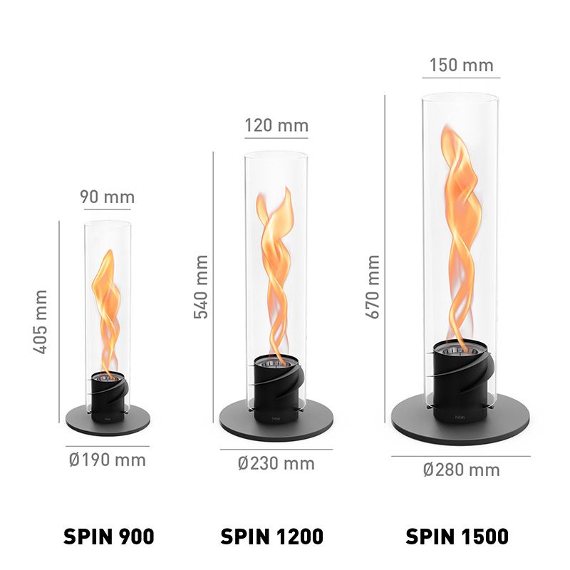 Höfats Tischfeuer Windlicht SPIN 1200 schwarz | 70x24,5x21,5cm