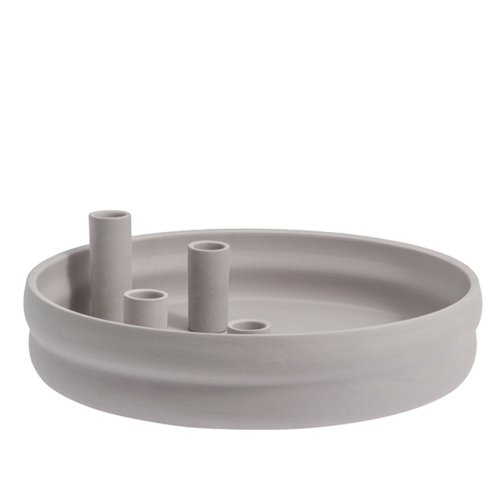 Storefactory Kerzenhalter BOLMEN 4er rund hellgrau | Ø 30x9cm - Sir Henrys