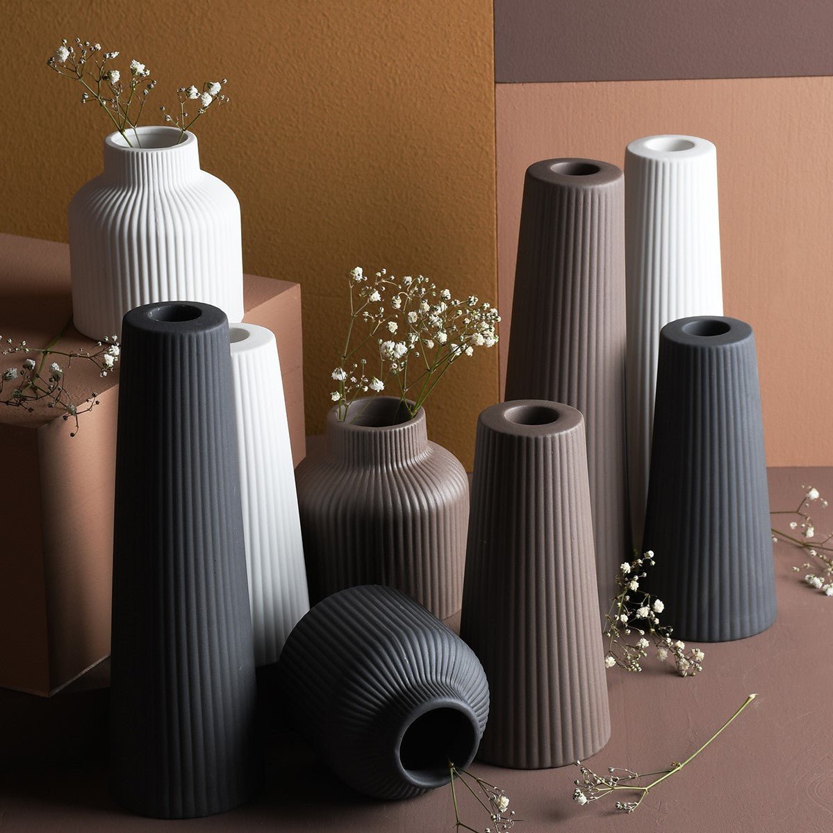 Storefactory Kerzenhalter LINGHED S Keramik braun | Ø 6x15 cm - Sir Henrys