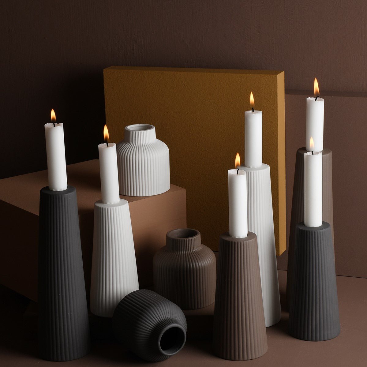 Storefactory Kerzenhalter LINGHED S Keramik braun | Ø 6x15 cm - Sir Henrys