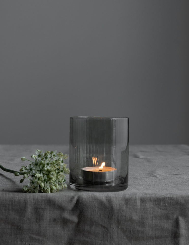 Storefactory Kerzenhalter RAMSJÖ L Glas grau | Ø 10x12 cm - Sir Henrys