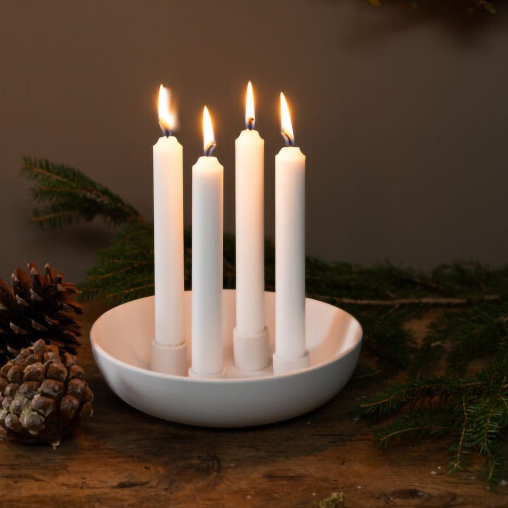 Storefactory Kerzenständer GRANHOLMEN 4er weiß | Ø 21x5 cm - Sir Henrys