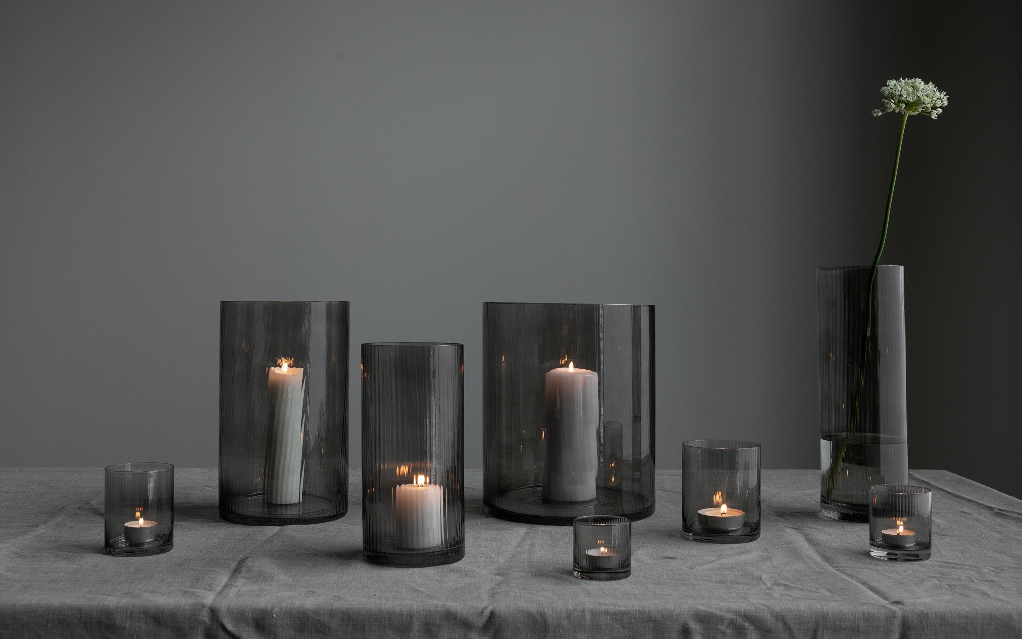 Storefactory Vase Laterne RAMSJÖ S Glas grau | Ø12x25cm - Sir Henrys