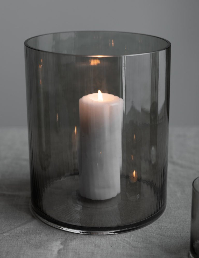 Storefactory Windlicht/Vase RAMSJÖ XL Glas grau | Ø 25x30 cm - Sir Henrys