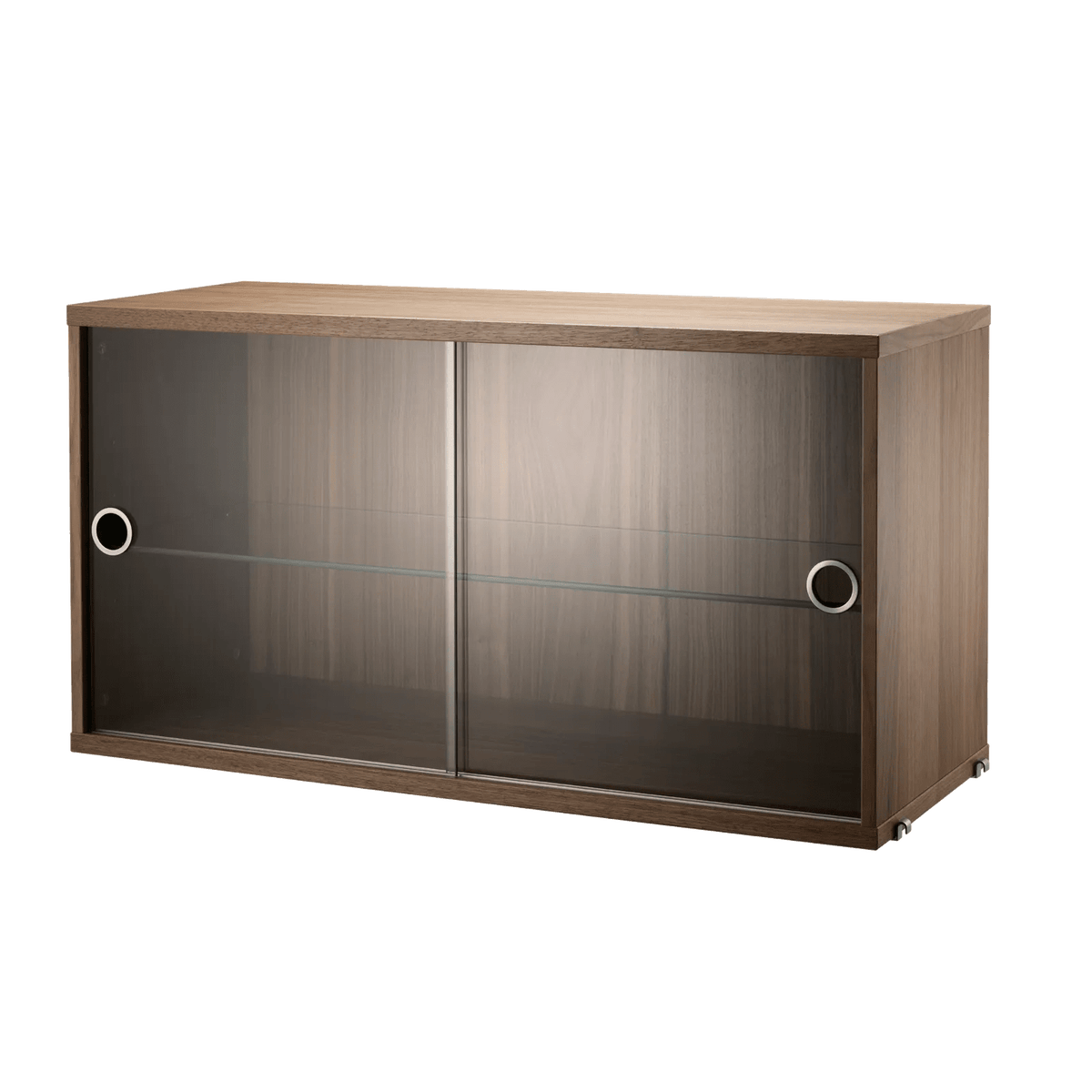 String Furniture Schrank mit Schiebetüren aus Glas B78 x T30 x H42, Walnuß - Sir Henrys