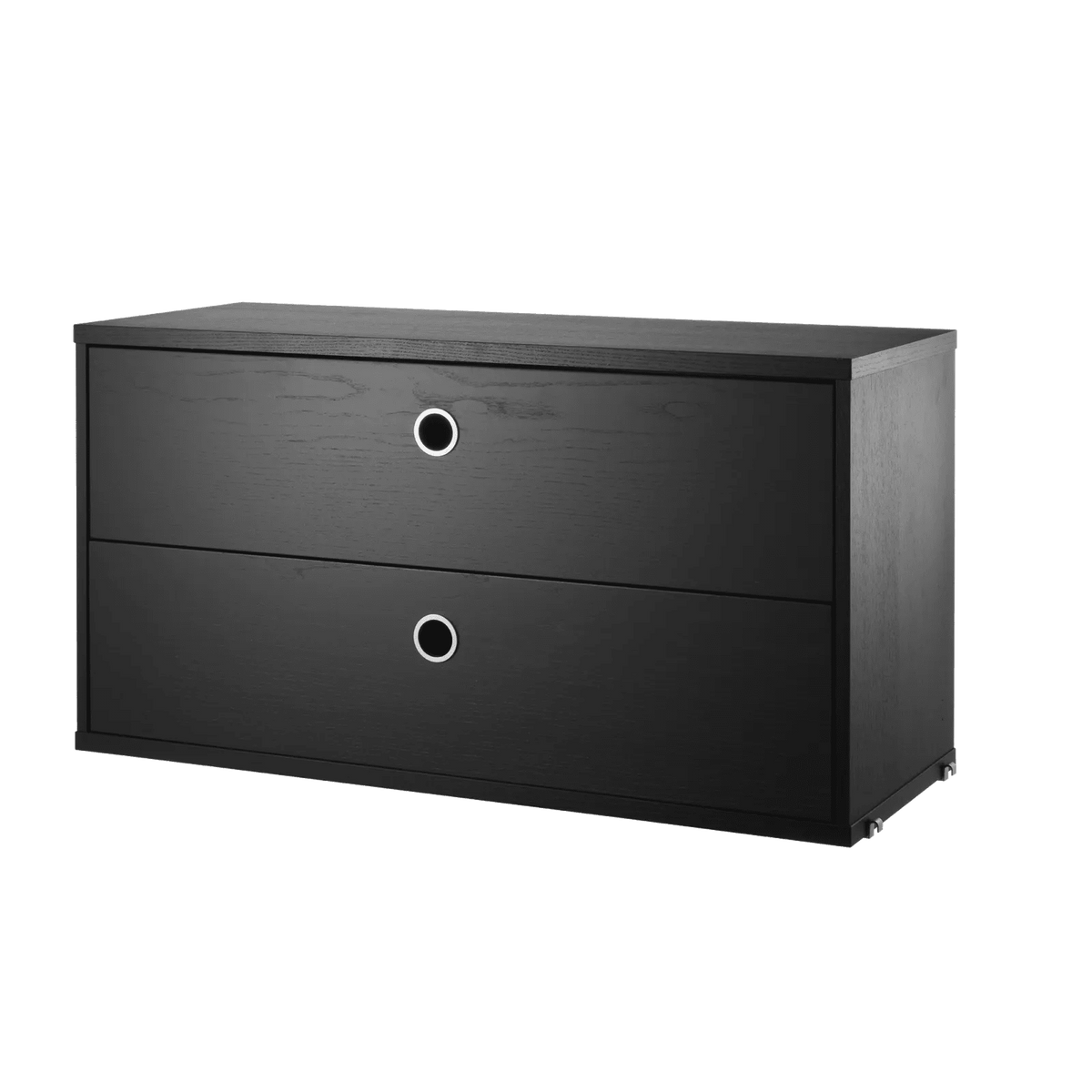 String Furniture Schubladenschrank B78 x T30 x H42, Schwarz gebeizte Esche - Sir Henrys
